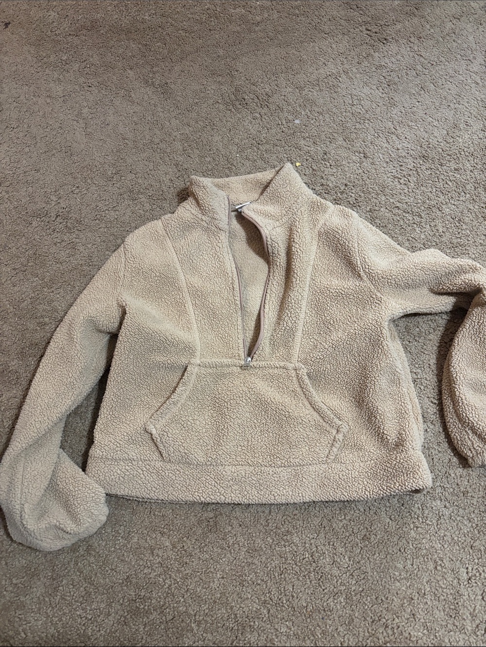 Half-Zip Sherpa Pullover Sweater - Cream